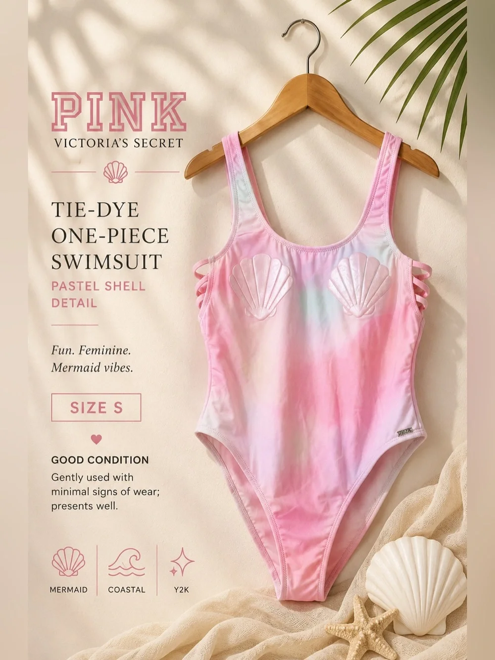 PINK Victoria’s Secret Tie-Dye Shell One-Piece Swimsuit Size S